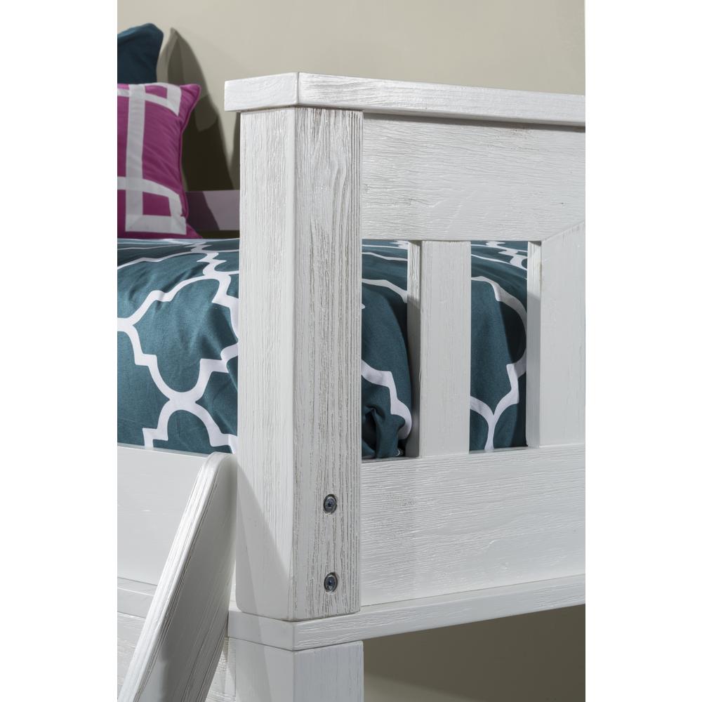 Highlands Loft Bed with Desk and Hanging Nightstand - Twin - White Finish. Picture 4