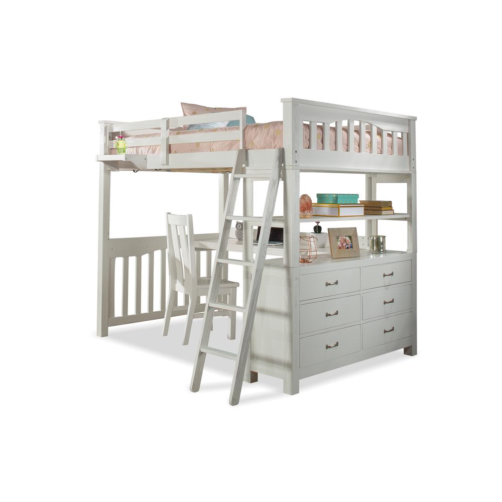 Highlands Loft Bed with Desk - Full - White Finish. Picture 1