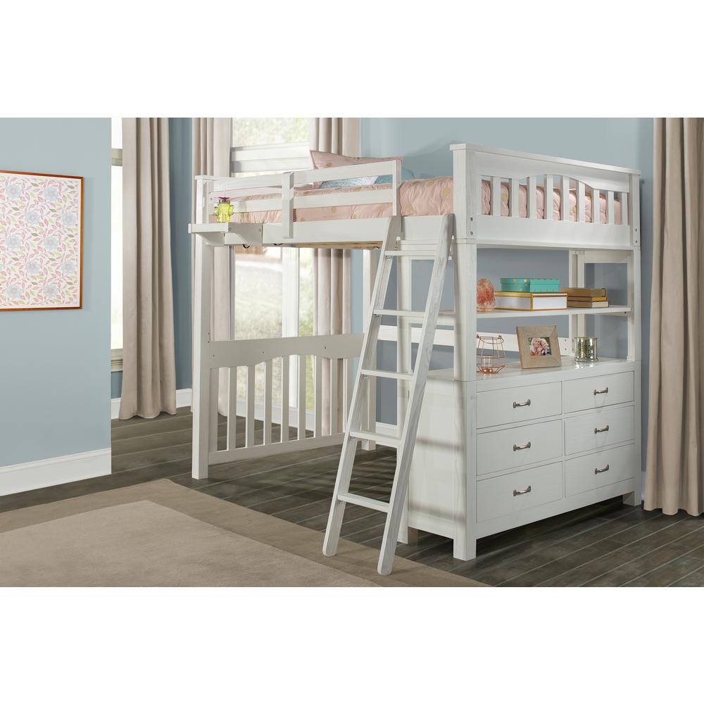 Highlands Loft Bed with Hanging Nightstand - Full - White Finish. Picture 2