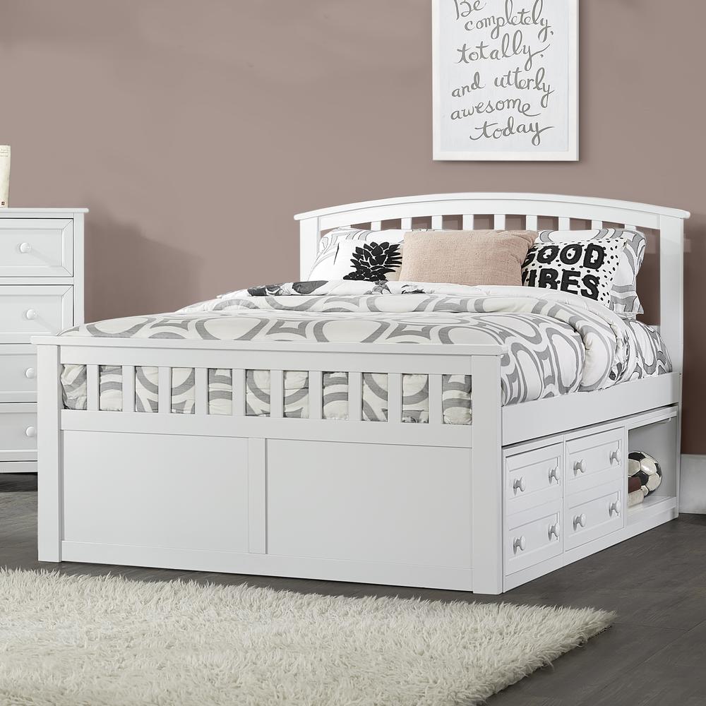 Charlie Captain's Bed with One Storage Unit - Full - White Finish. Picture 3