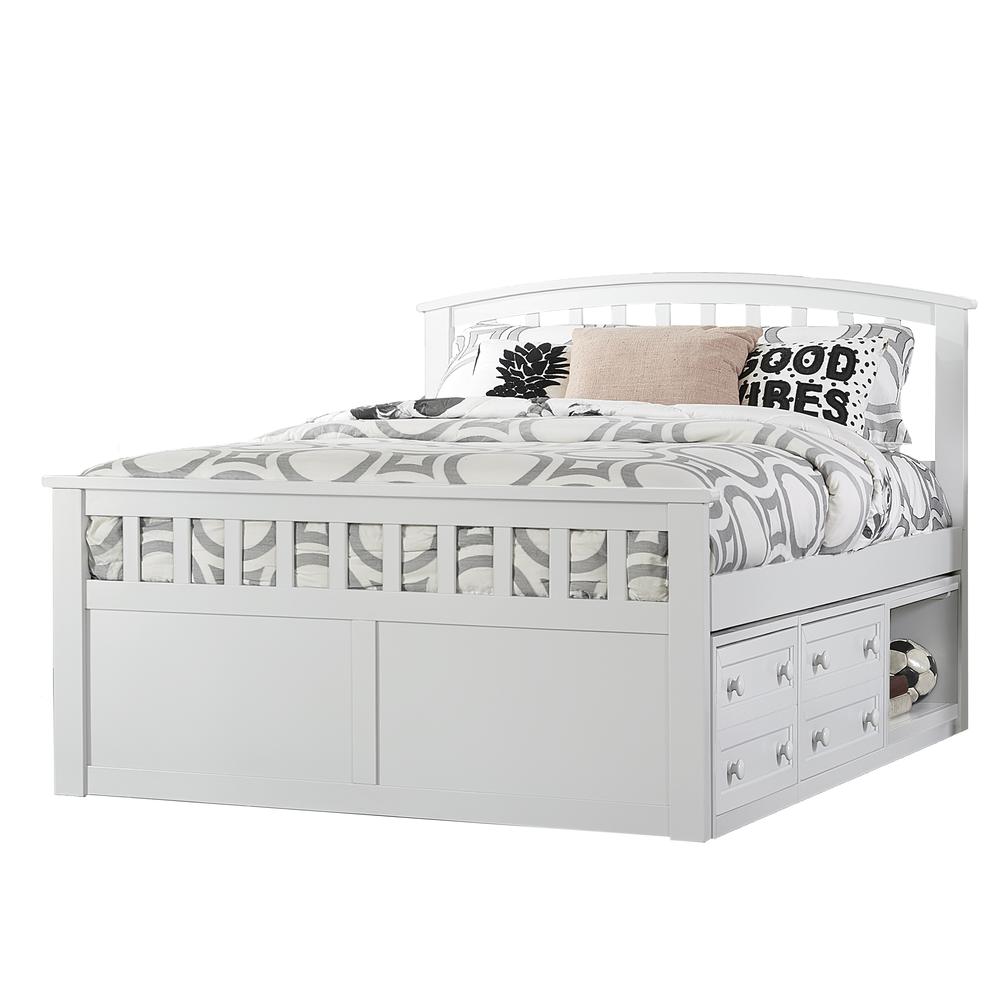 Charlie Captain's Bed with One Storage Unit - Full - White Finish. Picture 4