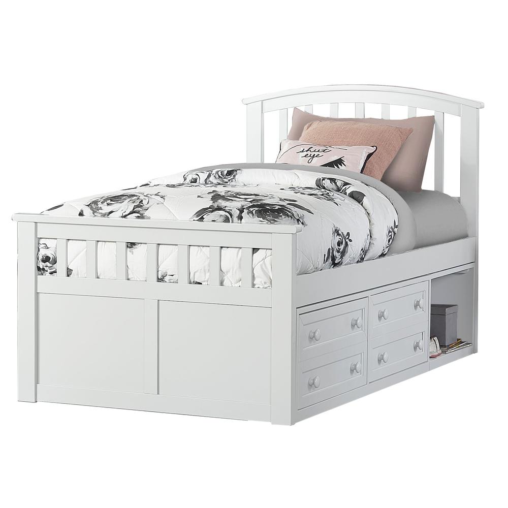 Charlie Captain's Bed with Two (2) Storage Units - Twin - White Finish. Picture 1