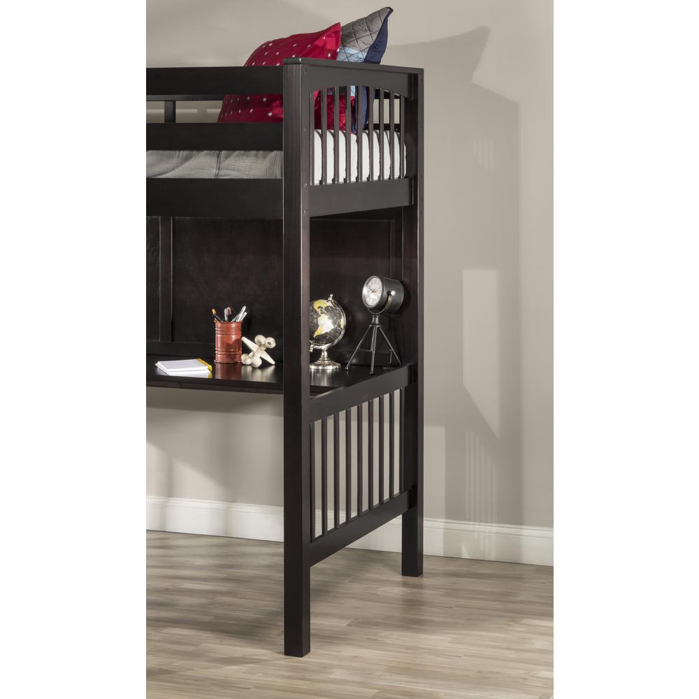 Pulse Loft Bed with Chair and Hanging Nightstand - Twin - Chocolate Finish. Picture 4