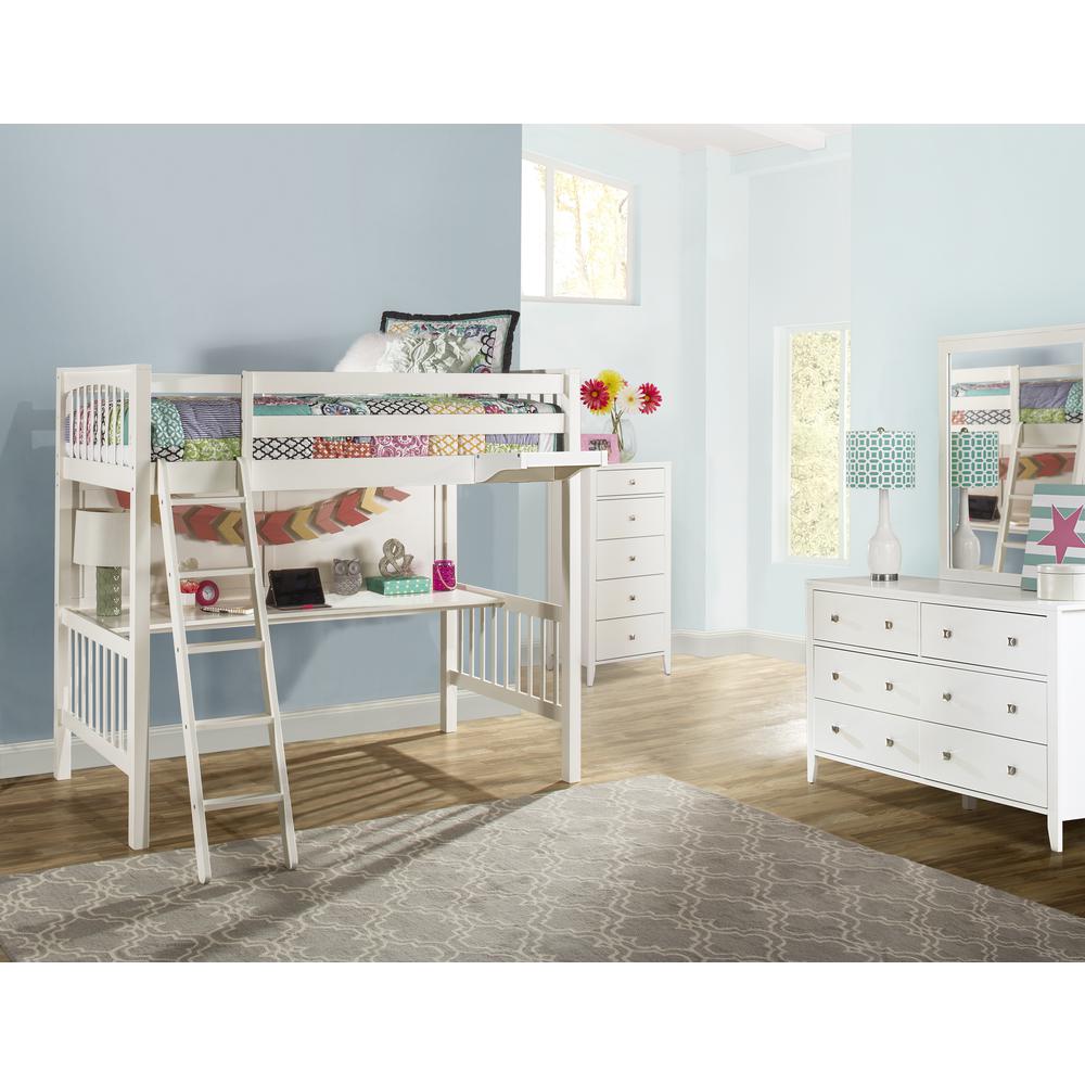 Pulse Loft Bed with Hanging Nightstand - Twin - White Finish. Picture 2