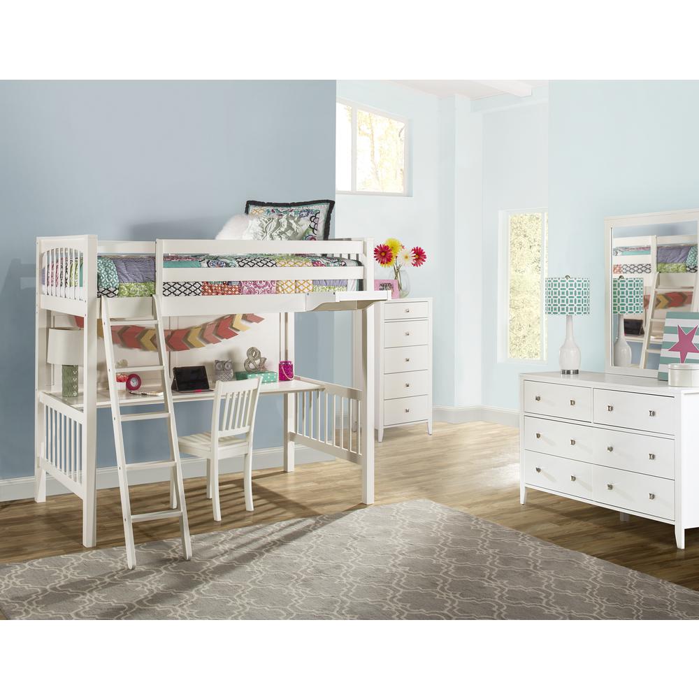 Pulse Loft Bed with Hanging Nightstand - Twin - White Finish. Picture 8