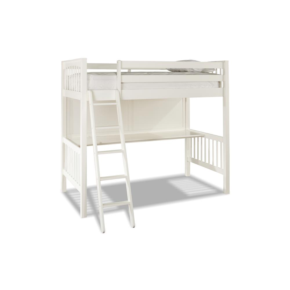 Pulse Loft Bed with Hanging Nightstand - Twin - White Finish. Picture 1