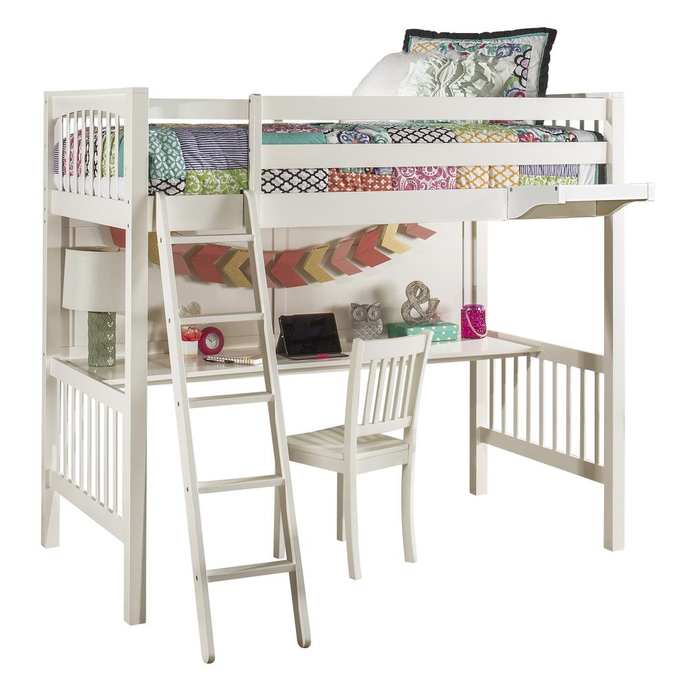 Pulse Loft Bed with Hanging Nightstand - Twin - White Finish. Picture 10