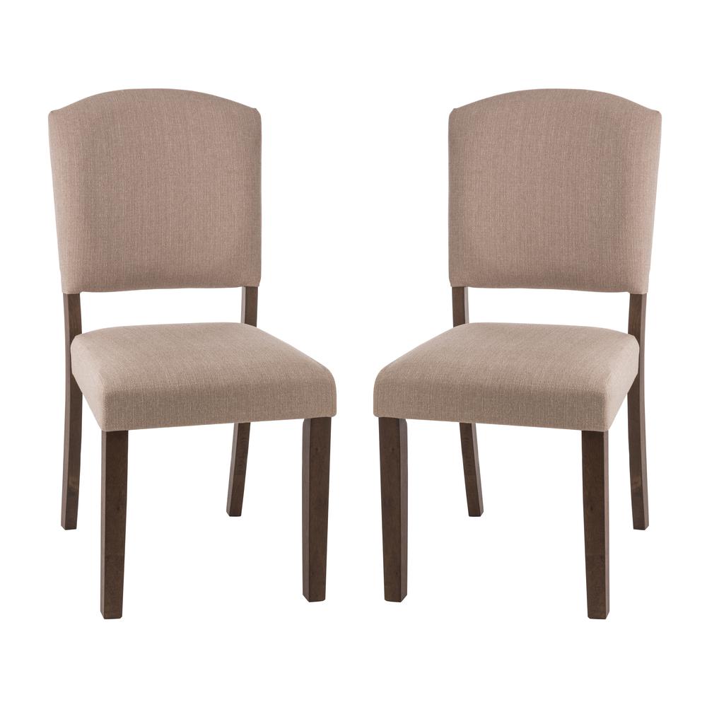 Emerson Wood Parson Dining Chair, Set of 2, Oyster Beige. Picture 2