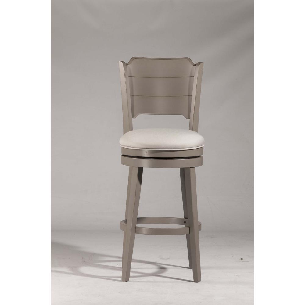 Clarion Swivel Bar Height Stool - Distressed Gray Wood Finish. Picture 13
