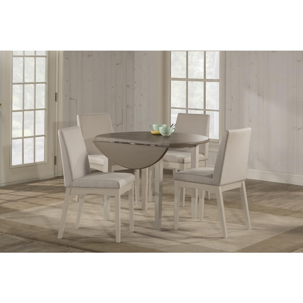 Clarion Round Drop Leaf Dining Table - Sea White. Picture 2