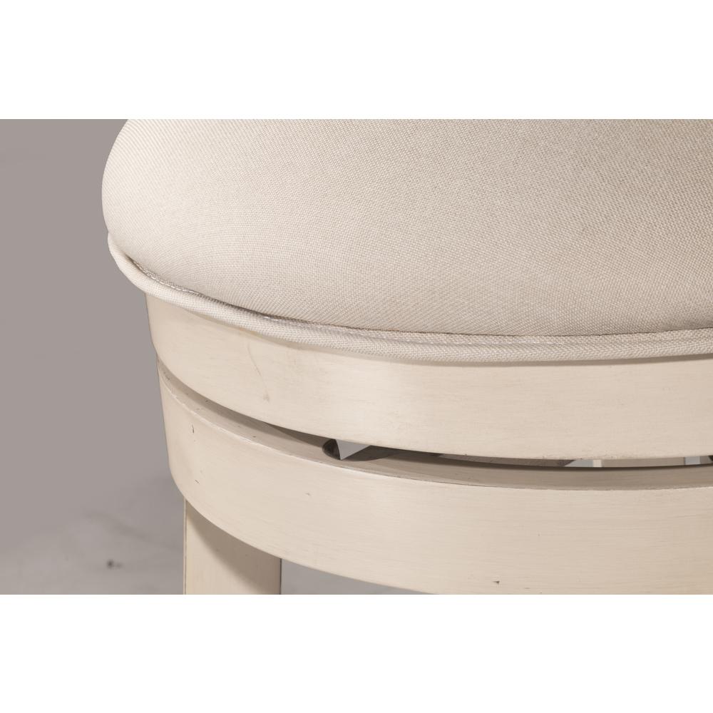 Clarion Swivel Bar Height Stool - Sea White Wood Finish. Picture 14