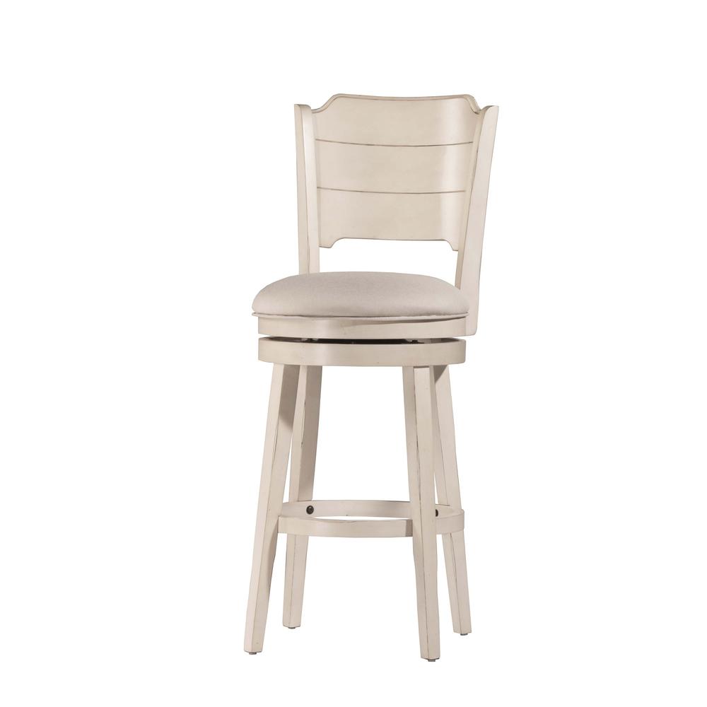Clarion Swivel Bar Height Stool - Sea White Wood Finish. Picture 17