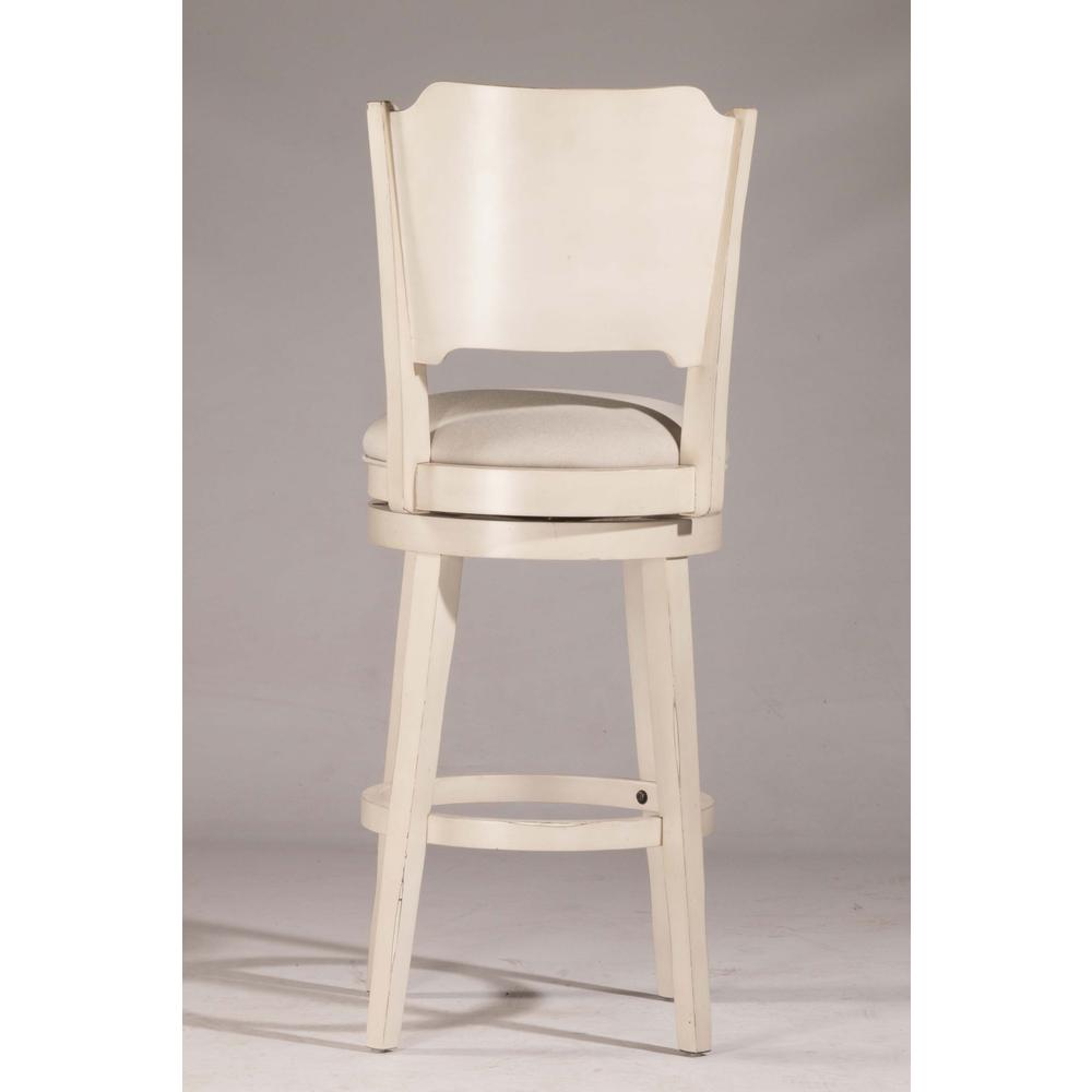 Clarion Swivel Bar Height Stool - Sea White Wood Finish. Picture 19
