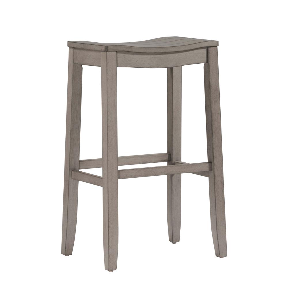 Fiddler Non-Swivel Backless Bar Height Stool - Aged Gray Wood Finish. Picture 11