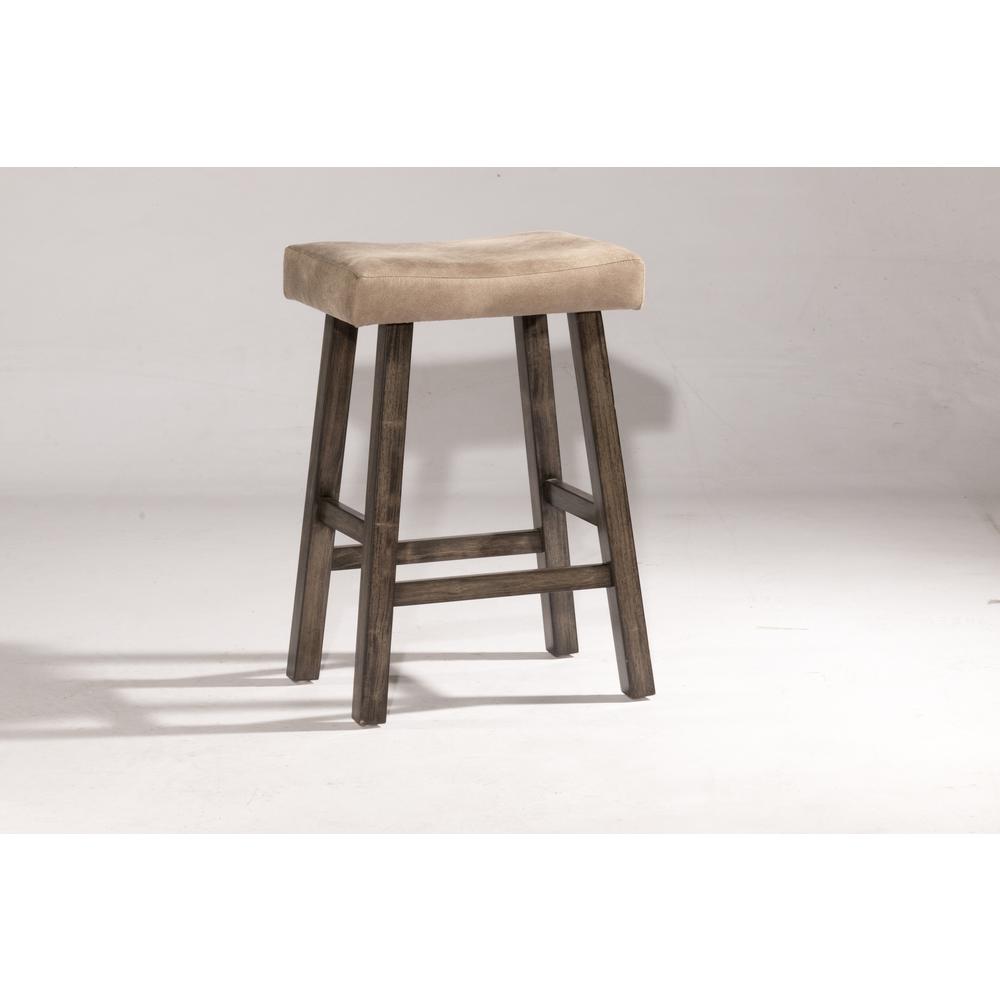 Saddle Non-Swivel Backless Counter Height Stool - Rustic Gray Wood Finish. Picture 9