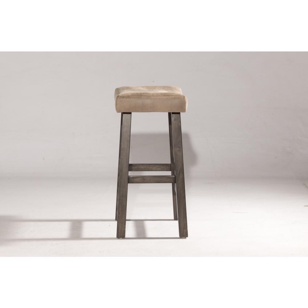 Saddle Non-Swivel Backless Counter Height Stool - Rustic Gray Wood Finish. Picture 12