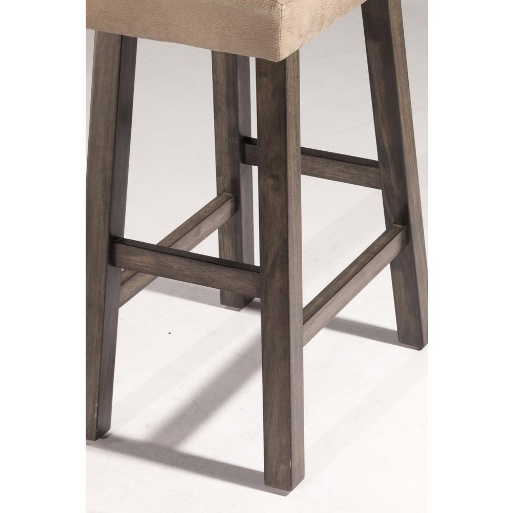 Saddle Non-Swivel Backless Counter Height Stool - Rustic Gray Wood Finish. Picture 14