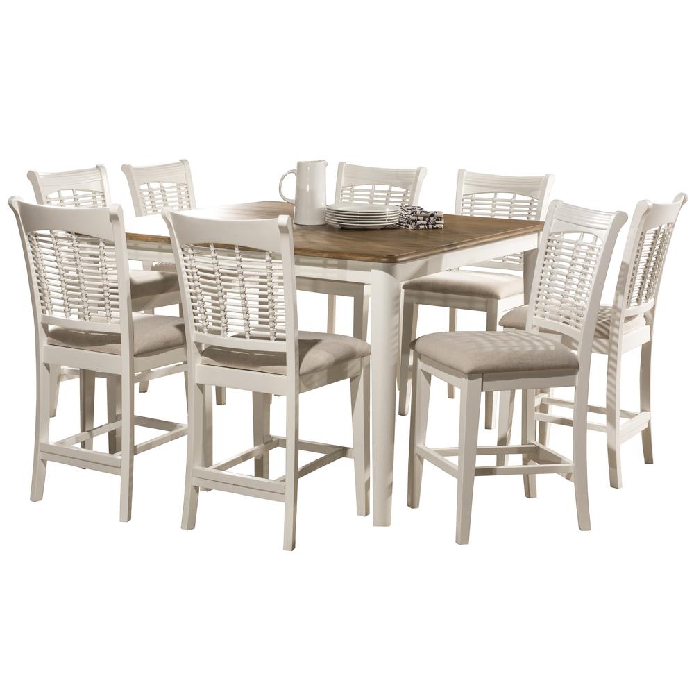 Bayberry 9 Piece Counter Height Dining Set with Non-Swivel Counter Height Stools. Picture 2