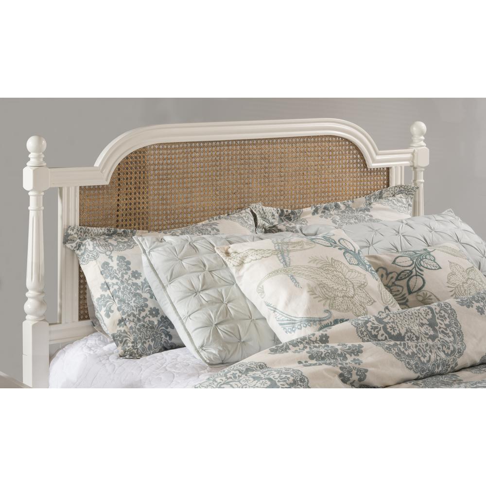Melanie Wood and Cane Queen Headboard with Frame, White. Picture 2