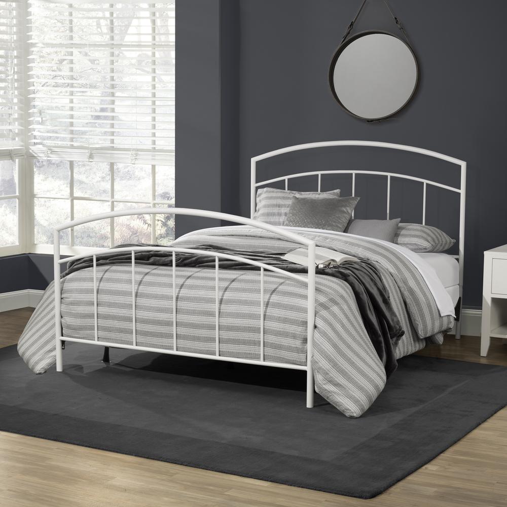 Julien Queen Metal Bed, Textured White. Picture 2