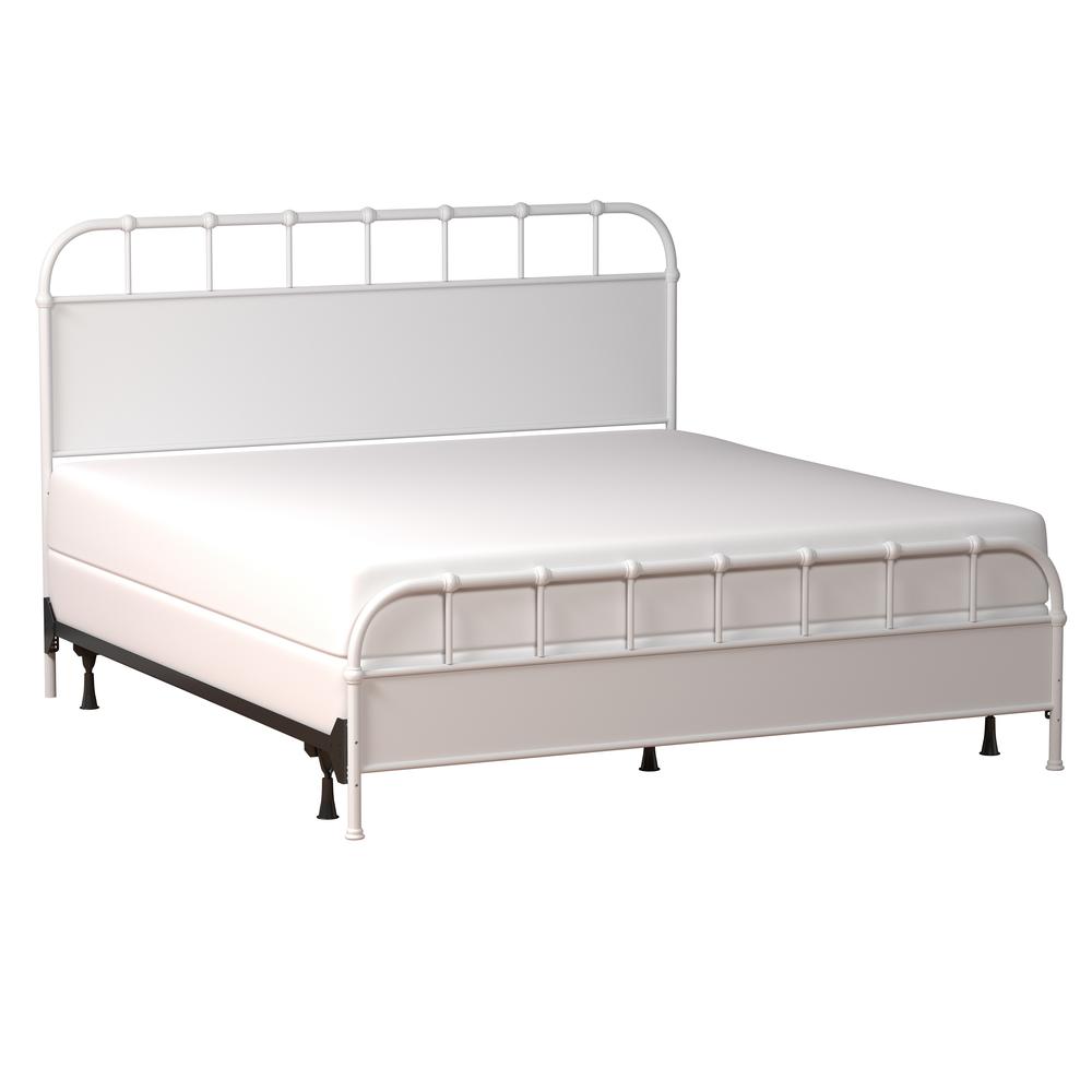 Grayson King Metal Headboard and Footboard without Frame, Textured White. Picture 1