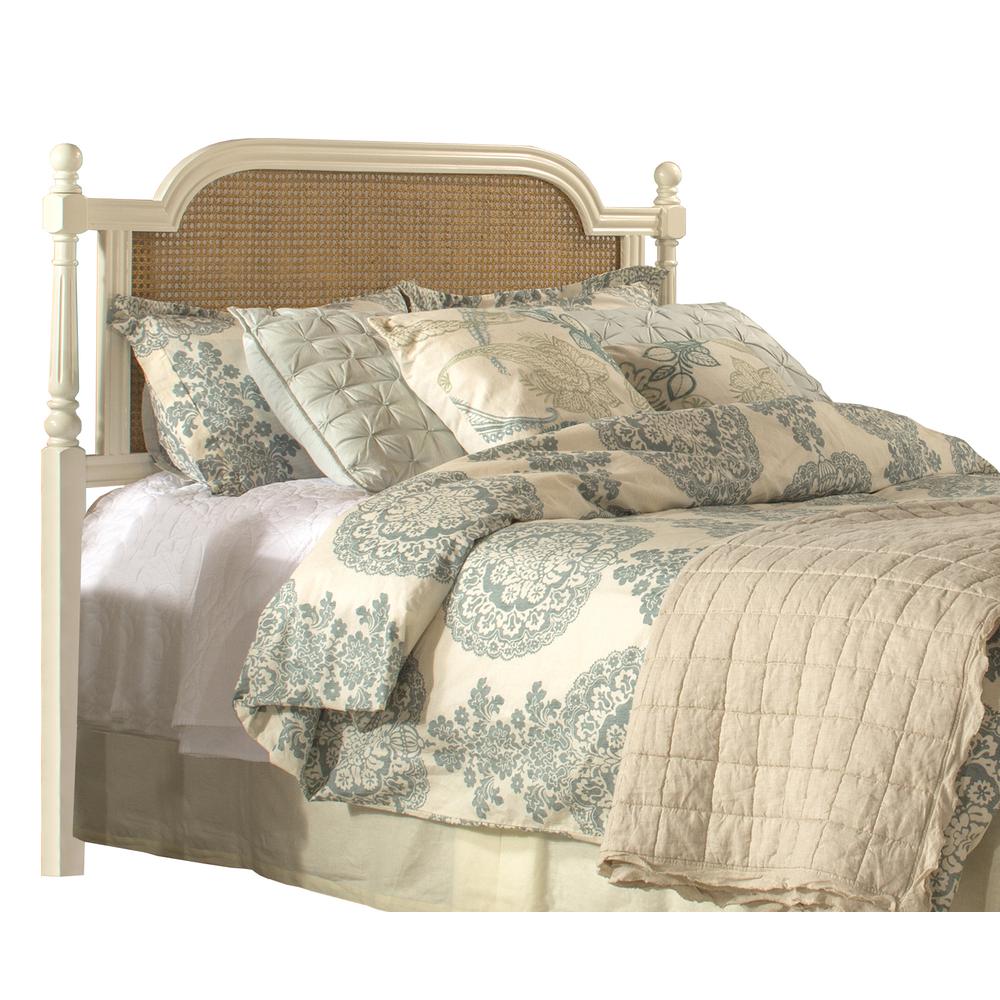 Melanie Wood and Cane Queen Headboard with Frame, White. Picture 1
