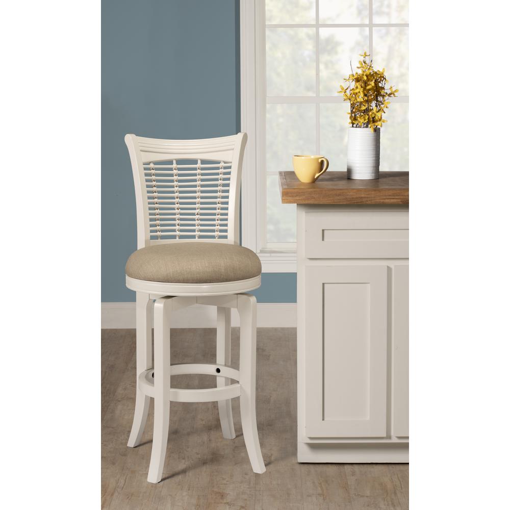 Wood Bar Height Swivel Stool, White. Picture 2