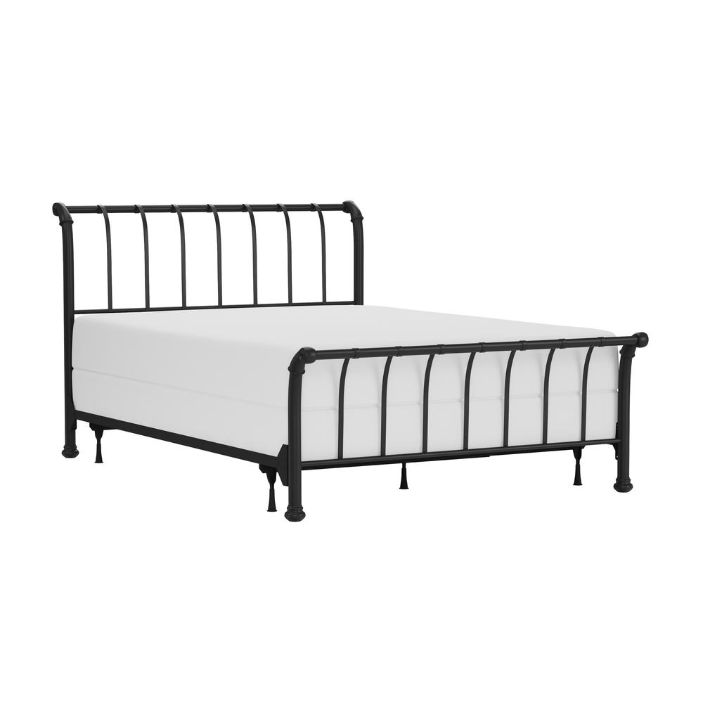 Janis Queen Metal Bed without Frame, Textured Black. Picture 1