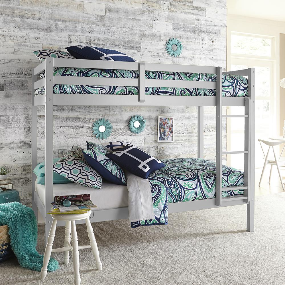 Twin Over Twin Bunk Bed, Gray. Picture 7