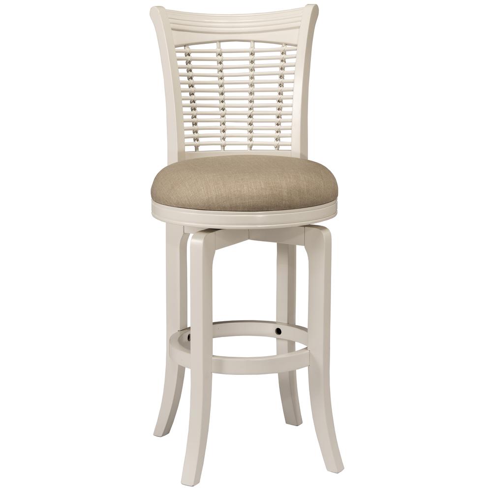 Wood Bar Height Swivel Stool, White. Picture 1