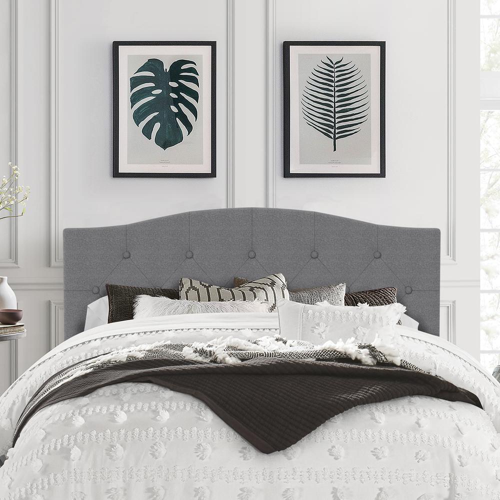 Provence Upholstered Arch Adjustable Tufted Full/Queen Headboard, Glacier Gray. Picture 7