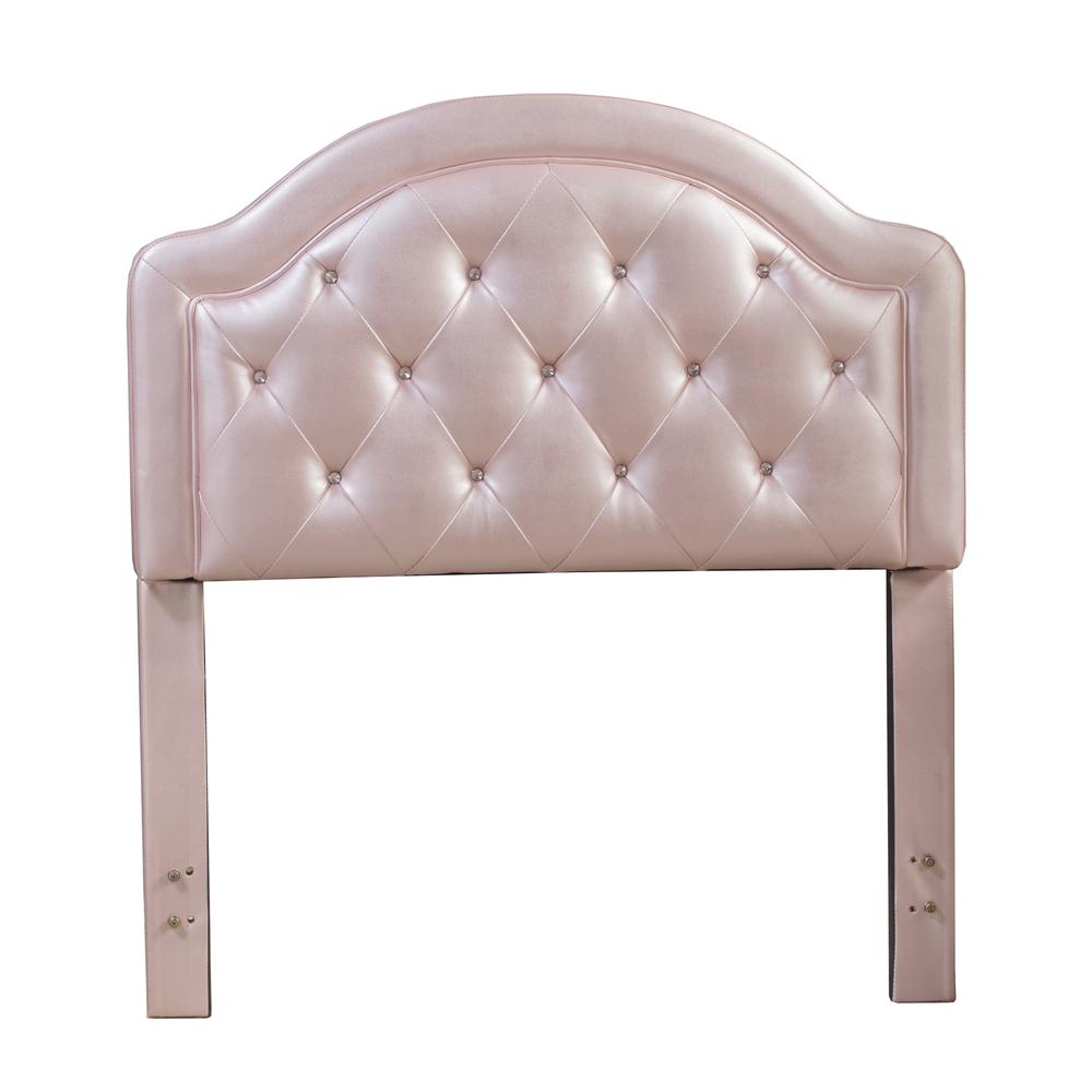 Karley Twin Upholstered Headboard, Pink Faux Leather. Picture 1