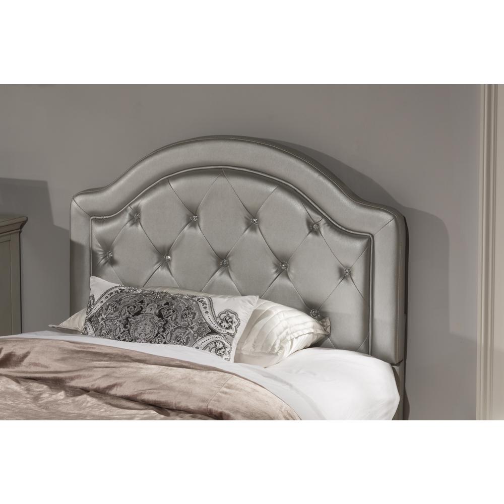 Karley Headboard - Twin - Headboard Frame Included - Silver Faux Leather. Picture 2