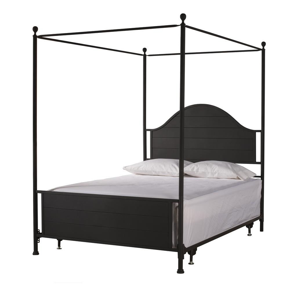 Cumberland King Metal Canopy Bed, Textured Black. Picture 1