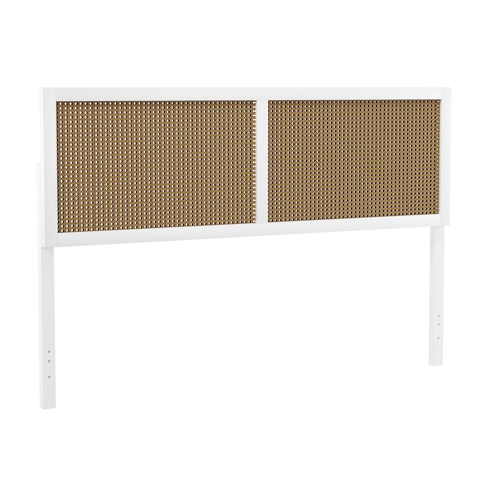 Serena Wood and Cane Panel King Headboard, White. Picture 6