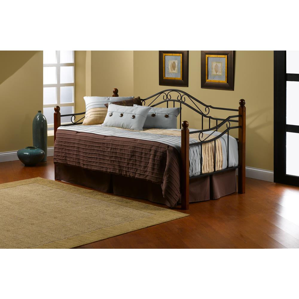 Madison Wood and Metal Twin Daybed with Roll Out Trundle, Black. Picture 2