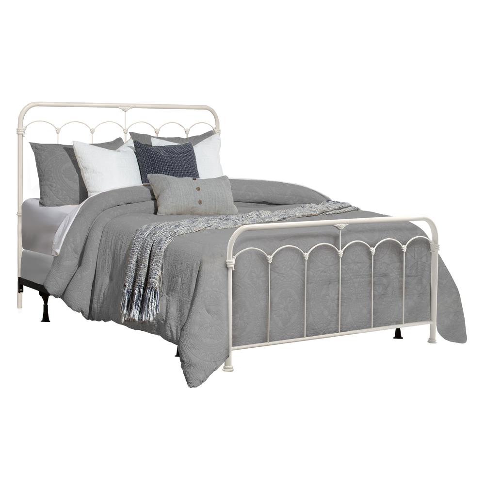 Jocelyn Queen Metal Bed, Soft White. Picture 1