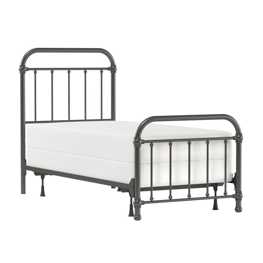Kirkland Metal Twin Bed without Frame, Aged Pewter. Picture 1