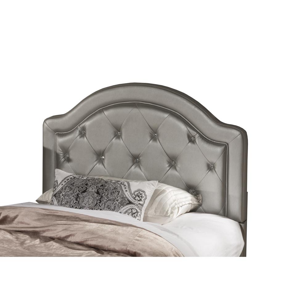 Karley Headboard - Full - Headboard Frame Included - Silver Faux Leather. Picture 1