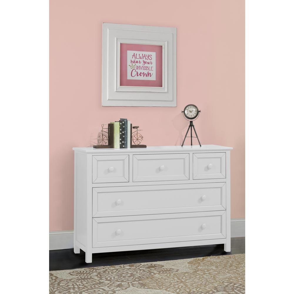 Hillsdale Kids and Teen Schoolhouse 4.0 Wood Dresser with 5 Drawers, White. Picture 6