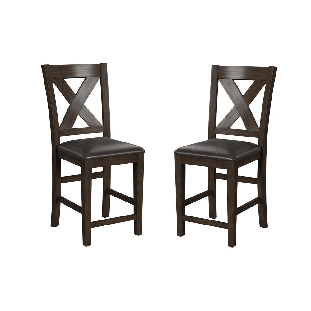Spencer Wood Counter Height Stool, Set of 2, Dark Espresso Wire Brush. Picture 5