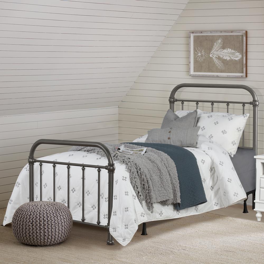 Kirkland Metal Twin Bed without Frame, Aged Pewter. Picture 2