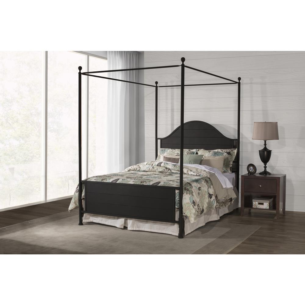 Cumberland King Metal Canopy Bed, Textured Black. Picture 2