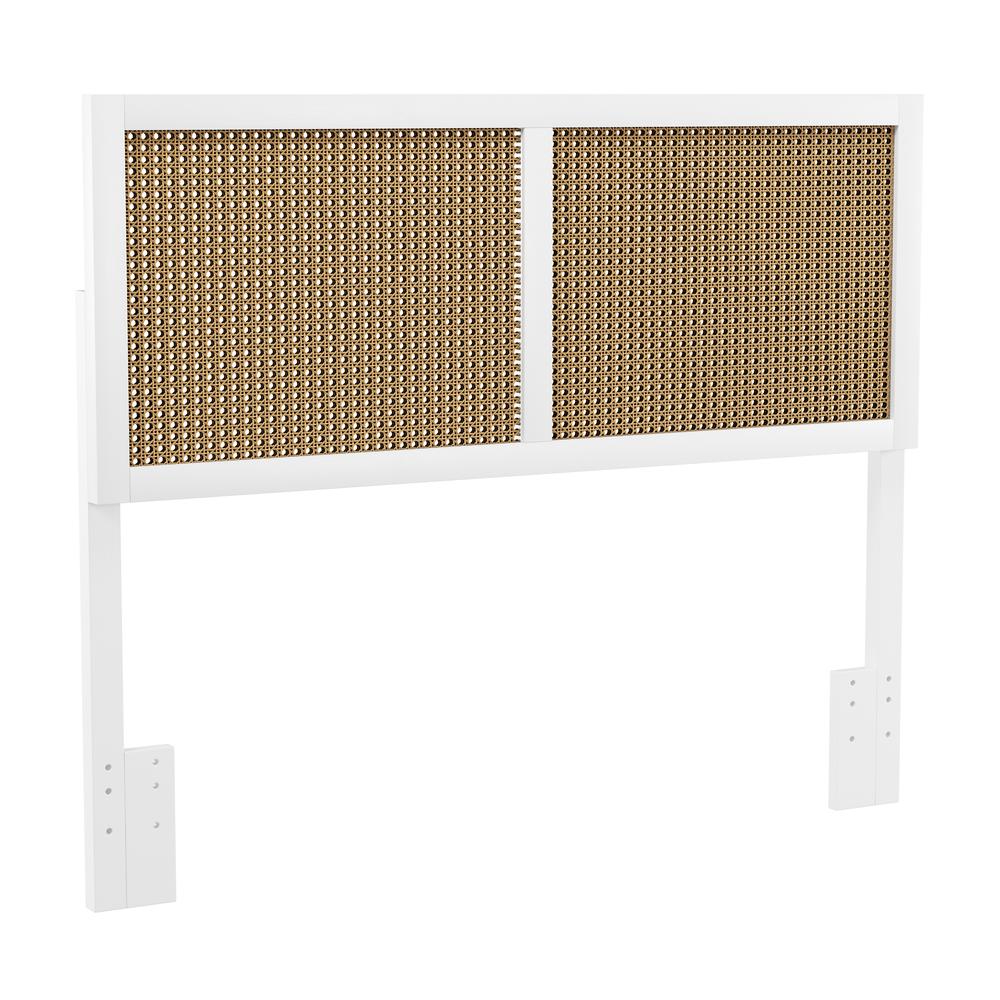 Serena Wood and Cane Panel Full/Queen Headboard, White. Picture 6