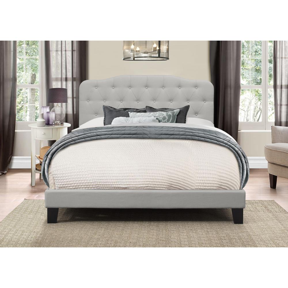 Nicole Queen Upholstered Bed, Glacier Gray. Picture 3