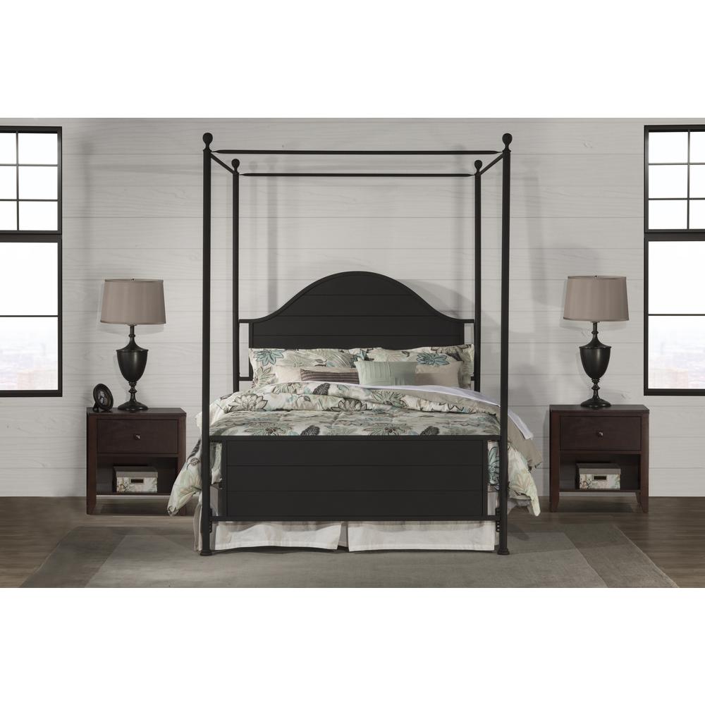 Cumberland King Metal Canopy Bed, Textured Black. Picture 3