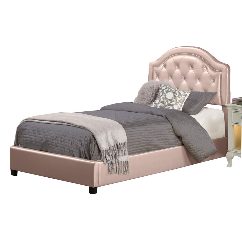 Karley Full Upholstered Bed, Pink Faux Leather. Picture 1