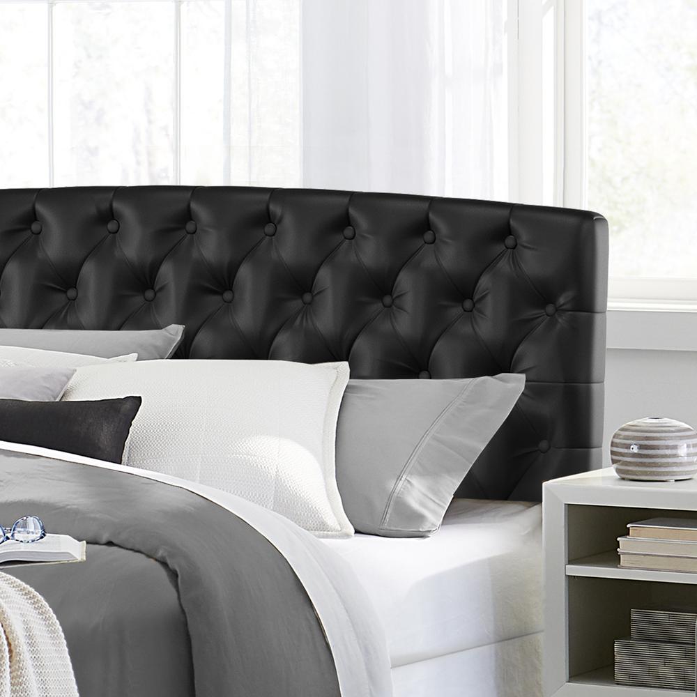 Hawthorne Queen Upholstered Headboard, Black Faux Leather. Picture 7