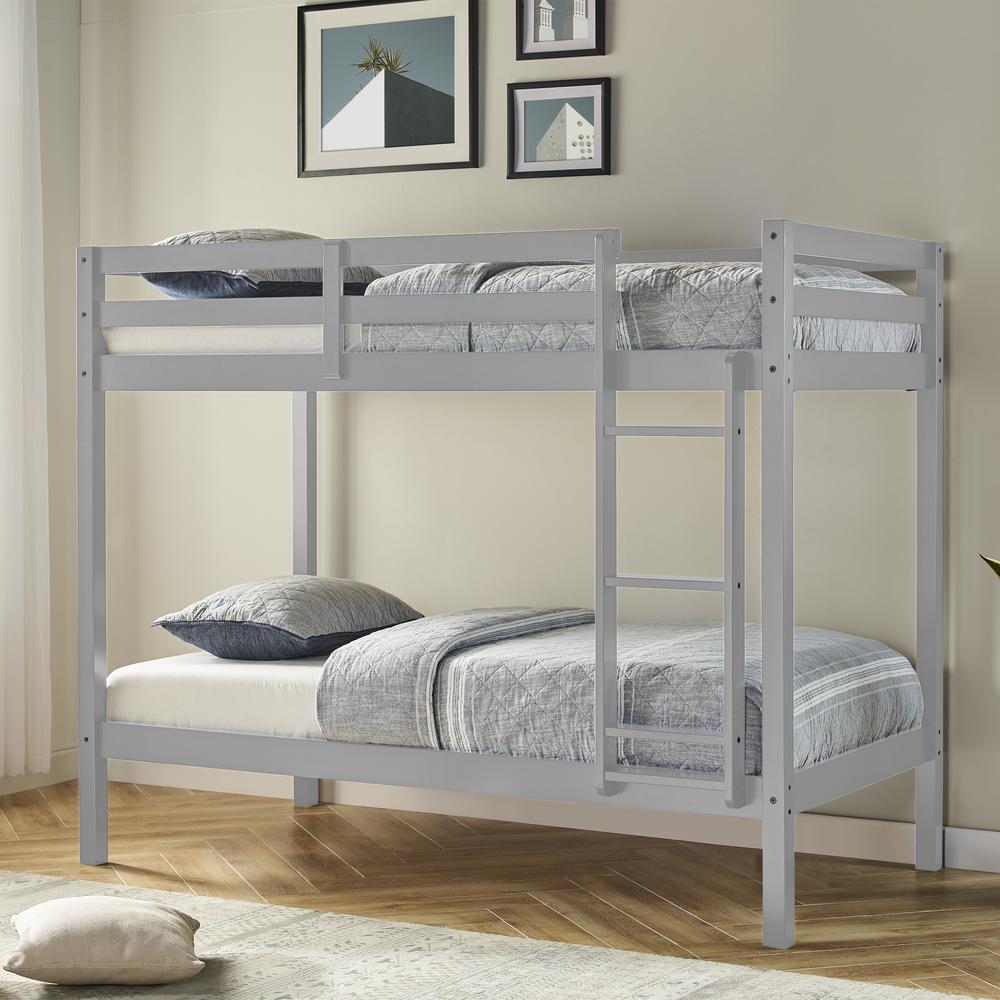 Twin Over Twin Bunk Bed, Gray. Picture 6