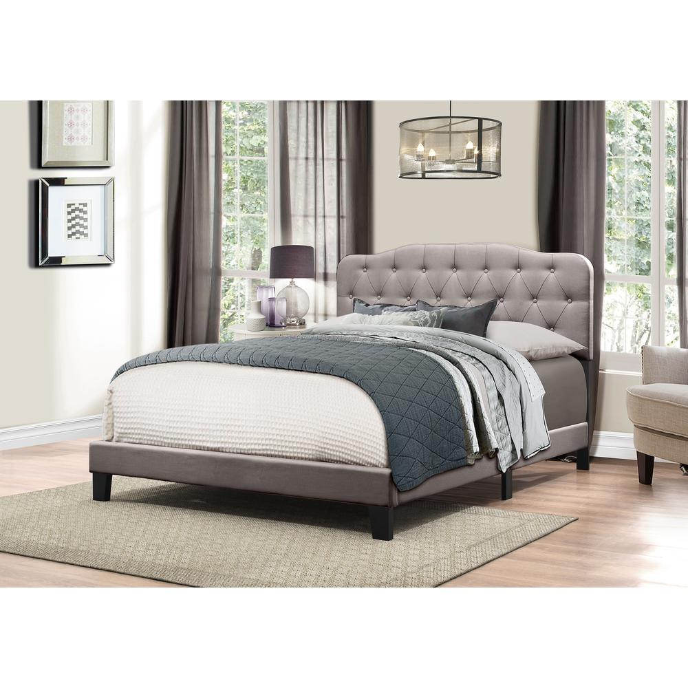 Nicole Bed in One - Queen - Stone Fabric. Picture 1